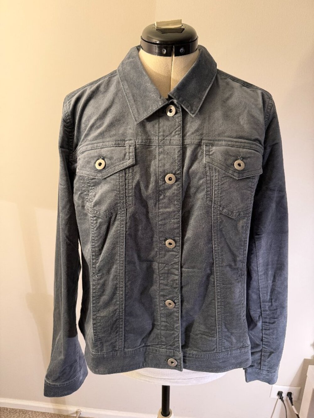 jacket J Jill blue/gray made of corduroy stretch velvet - with buttons, size M